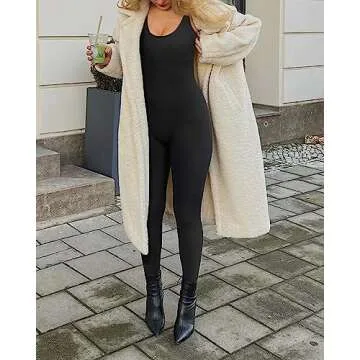 MOOSLOVER Women Strappy Backless One Piece Jumpsuits Tummy Control Padded Workout Rompers(M,#1 Black)