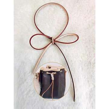 SMART DK Vachetta Drawstring for Noe Bucket Bag,Noe NM,Noe BB,GM,Backpack (Beige) Small