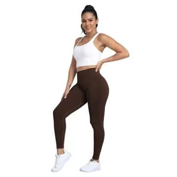 ATHVOTAR 3 Pack Butt Lifting Workout Leggings Women High Waist Seamless Scrunch Butt Booty Gym Leggings Black/Gray/Brown L