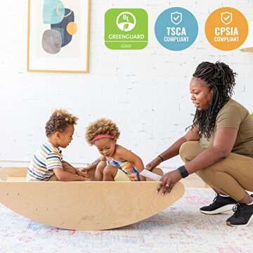 ECR4Kids Rocking Boat and Steps, Play Center, Natural