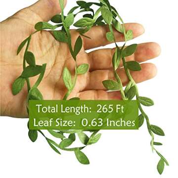Naidiler 265 Ft Leaf Ribbon, Artificial Vines Leaves String Trim Ribbon Wild Jungle Botanical Greene...