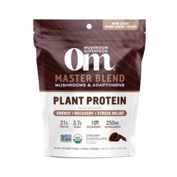 Elevate Health with OM Mushroom Superfood Plant-Based Protein Powder, Creamy Chocolate 19.26oz