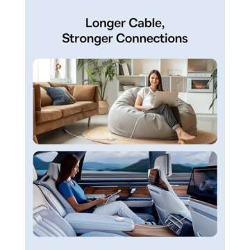 Baseus USB C Cable, PD 100W 6.6ft Retractable USB C to USB C Fast Charging Cable, 7-Stage Length Preset Retractable Charger Cable for iPhone 15/Pro/Plus/Pro Max, MacBook, iPad Pro, Samsung S24/S23+