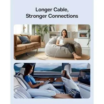 Baseus USB C Cable, PD 100W 6.6ft Retractable USB C to USB C Fast Charging Cable, 7-Stage Length Preset Retractable Charger Cable for iPhone 15/Pro/Plus/Pro Max, MacBook, iPad Pro, Samsung S24/S23+