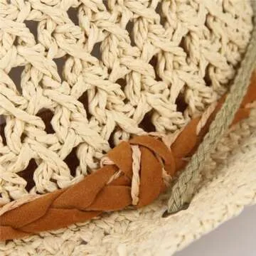 Classic Western Style Cowboy Straw Hat Summer Wide Brim Straw Beach Sun Hat