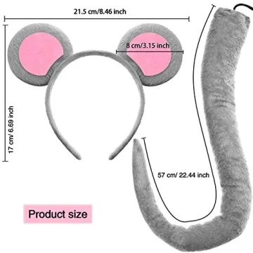 WILLBOND Large Mouse Ears Headband and Tail for All Ages