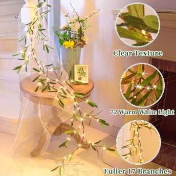 Vanthylit Lighted Olive Garland - 6FT LED Faux Greenery