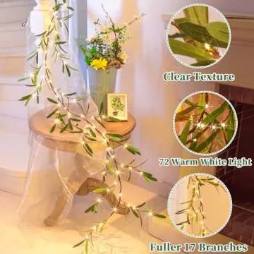 Vanthylit Lighted Olive Garland - 6FT LED Faux Greenery