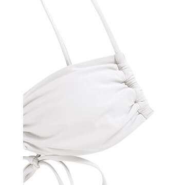ZAFUL Bikini Sets Women 2 Piece Swimsuits Spaghetti Strap Brazilian Bikini Ruched Swimsuit Bathing Suit White Small
