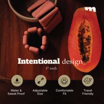 Movido Wrist & Ankle Weights - 1 lb each (2 per set) | Compact Workout Weights for Women & Men | Perfect for Yoga, Walking, Pilates, Home Workouts (Blush)