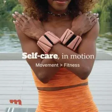 Movido Wrist & Ankle Weights - 1 lb each (2 per set) | Compact Workout Weights for Women & Men | Perfect for Yoga, Walking, Pilates, Home Workouts (Blush)