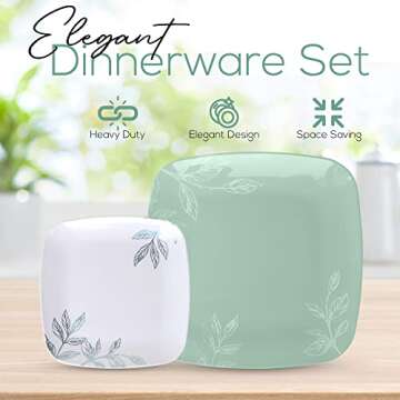 R-kay Mint Green Plastic Plates - 32 Count - 16 Dinner, 10 Inch Sage Green Plates Disposable And 16 Salad/Dessert, 7 Inch Green Party Plates - Green Disposable Plates - Heavy Duty For Upscale Parties