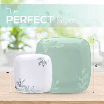 R-kay Mint Green Plastic Plates - 32 Count - 16 Dinner, 10 Inch Sage Green Plates Disposable And 16 Salad/Dessert, 7 Inch Green Party Plates - Green Disposable Plates - Heavy Duty For Upscale Parties