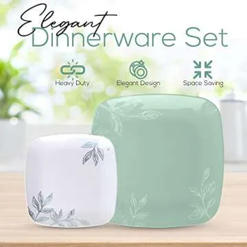 R-kay Mint Green Plastic Plates - 32 Count - 16 Dinner, 10 Inch Sage Green Plates Disposable And 16 Salad/Dessert, 7 Inch Green Party Plates - Green Disposable Plates - Heavy Duty For Upscale Parties