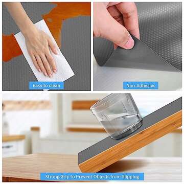 Bloss Plastic Shelf and Drawer Liner, Non Adhesive Shelf Liner for Cabinets, Storage, Kitchen, Desks, Decor Cupboard Liner(Grey, 17.7"×59")