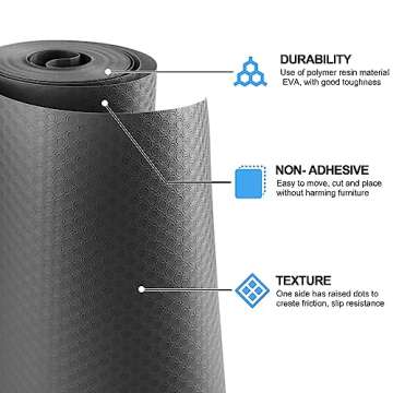 Bloss Plastic Shelf and Drawer Liner, Non Adhesive Shelf Liner for Cabinets, Storage, Kitchen, Desks, Decor Cupboard Liner(Grey, 17.7"×59")