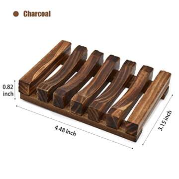 3 Pcs Natural Wooden Soap Dish Holder for Shower, Self Draining Soap Tray for Bathroom, Extend Soaps Life and Keep Dry
