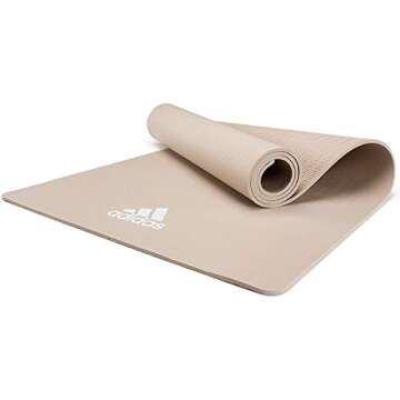 adidas Yoga Mat Thick 8mm - EVA Foam Non Slip Exercise Workout Mats for Men and Women - Ideal for Home Gym Fitness, Yoga, Pilates Studio - Lightweight, Rollable, Foldable (69" L x 24" W) - Vapor Grey