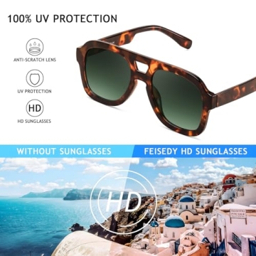 FEISEDY Vintage Pilot Sunglasses for Trendy Style and Comfort