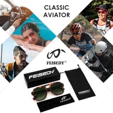 FEISEDY Vintage Pilot Sunglasses for Trendy Style and Comfort