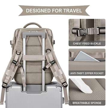 WONHOX Carry on Travel Laptop Backpack for Women Men Flight Approved,Backpack for Women Travel Bag Hiking Outdoor Sports Rucksack Casual Daypack, Grey Brown