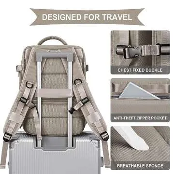 WONHOX Carry on Travel Laptop Backpack for Women Men Flight Approved,Backpack for Women Travel Bag Hiking Outdoor Sports Rucksack Casual Daypack, Grey Brown