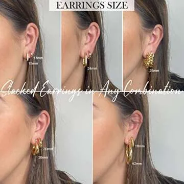 Elegant 9 Pairs Gold Hoop Earrings Set for Women