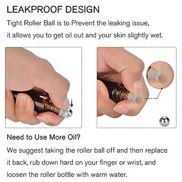 PrettyCare Essential Oil Roller Bottles 10ml 4pack