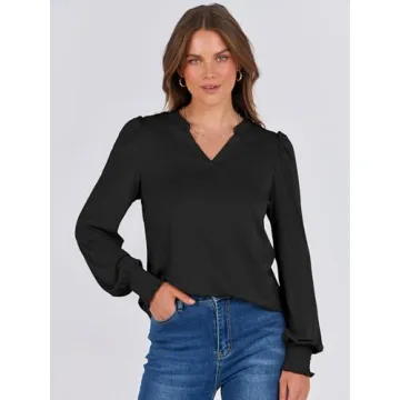 Trendy ANRABESS Puff Long Sleeve Blouse for Work & Casual
