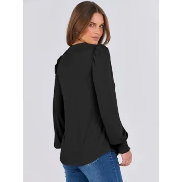 Trendy ANRABESS Puff Long Sleeve Blouse for Work & Casual