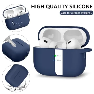 Ljusmicker for AirPods Pro Case Cover with Cleaner Kit,Soft Silicone Protective Case for Apple AirPods Pro 2nd/1st Generation for Women Men,AirPod Pro 2 Case Accessories with Keychain-Midnight Blue