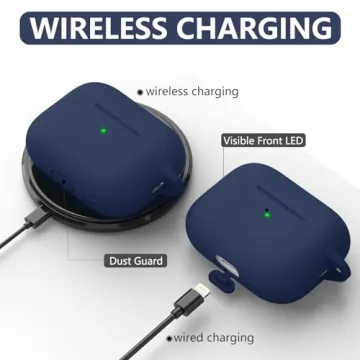 Ljusmicker for AirPods Pro Case Cover with Cleaner Kit,Soft Silicone Protective Case for Apple AirPods Pro 2nd/1st Generation for Women Men,AirPod Pro 2 Case Accessories with Keychain-Midnight Blue