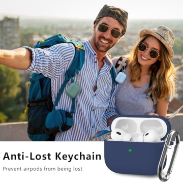 Ljusmicker for AirPods Pro Case Cover with Cleaner Kit,Soft Silicone Protective Case for Apple AirPods Pro 2nd/1st Generation for Women Men,AirPod Pro 2 Case Accessories with Keychain-Midnight Blue