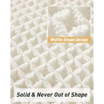 AMOAMI Upgraded Waffle Runner Rug Super Absorbent Non Slip Bath Mats for Bathroom Washable Bathroom Runner Rug with Tassels, Ideal for Hallway Bedroom Laundry Room, White, 2' x 6'(24" x 72")