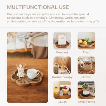 Scalloped Edge Wooden Decorative Tray for Home Decor