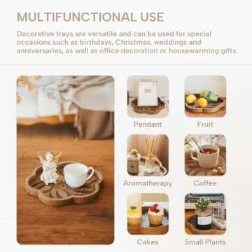 Scalloped Edge Wooden Decorative Tray for Home Decor