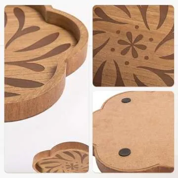 Scalloped Edge Wooden Decorative Tray for Home Decor