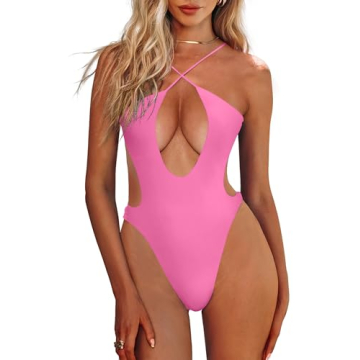 HYPERFIRE Women's Sexy Criss Cross Halter Bathing Suit Cut Out Backless Monokini Swimsuits One Piece...