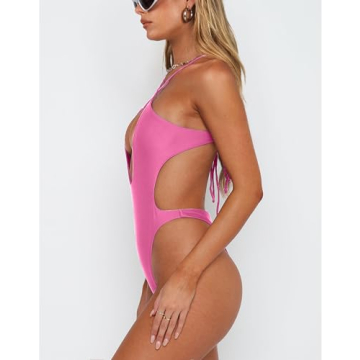 HYPERFIRE Women's Sexy Criss Cross Halter Monokini Swimsuit