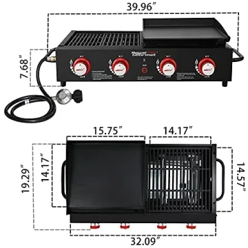 Royal Gourmet GD4002T 4-Burner Grill Griddle Combo for Outdoor Cooking