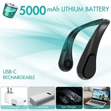 Cool Bladeless Neck Fan with 5000mAh Battery