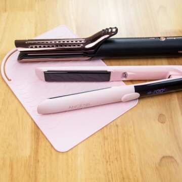ANGENIL Flat Iron Silicone Mat and Travel Case for Hair Tools - Heat Resistant Mat, Straightener Pad...