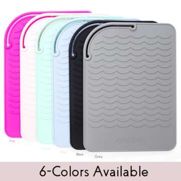 ANGENIL Flat Iron Silicone Mat and Travel Case for Hair Tools - Heat Resistant Mat, Straightener Pad, and Curling Iron Sleeve (9" x 6.5")