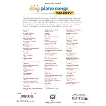 Alfred's Easy Piano Songs -- Rock & Pop: 50 Hits from Across the Decades