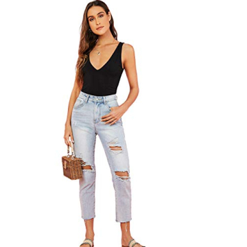 Verdusa Women’s Casual Double V Tank Top in Black