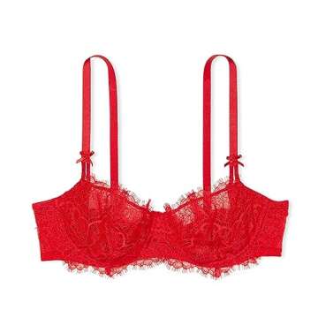 Victoria's Secret Dream Angels Wicked Lace Balconette Bra, Unlined, Lace, Bras for Women, Red (38DDD)