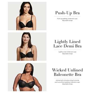 Victoria's Secret Dream Angels Wicked Lace Balconette Bra, Unlined, Lace, Bras for Women, Red (38DDD)