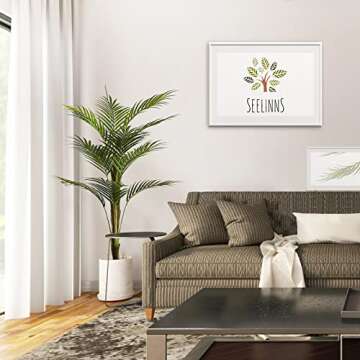 SeelinnS Artificial Trees Artificial ​Palm Tree Artificial Plants for Home Decor Indoors and Outdoors 4FT Fake Plants Tall Artificial Plants with 14 Artificial Leaves and Plastic Nursery Pot (2 Pack)