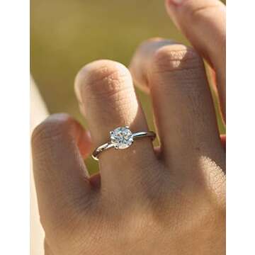 IMOLOVE Moissanite Solitaire Engagement Ring 1CT D Color