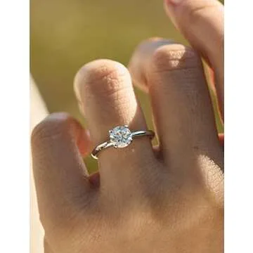 IMOLOVE Moissanite Solitaire Engagement Ring 1CT D Color